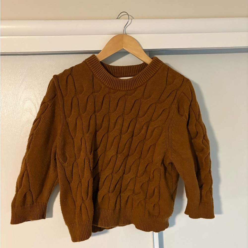 Treasure and Bond Cable Knit Sweater - Brown